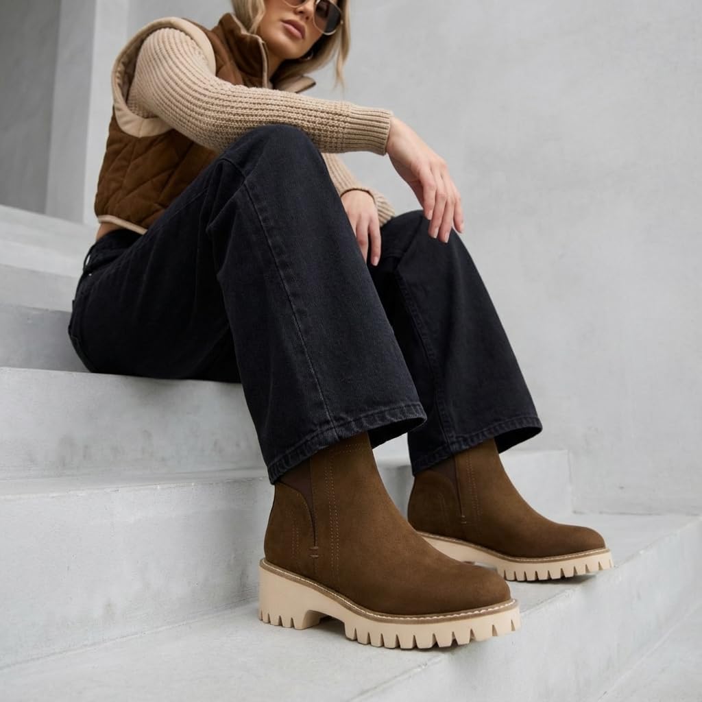 CUSHIONAIRE Parade Pull-On Womens Boots, Lightweight Lug Sole Chelsea Style Ankle Boots for Women with Detailed Stitching - Image 3