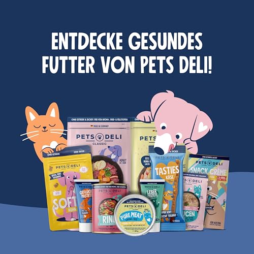Pets Deli Silky Cream Katzen Nassfutter Quetschbeutel Huhn, schleckbar, geeignet für Katzen ohne Zähne, getreidefrei, ohne Zucker, 12x70g, Premium Qualität