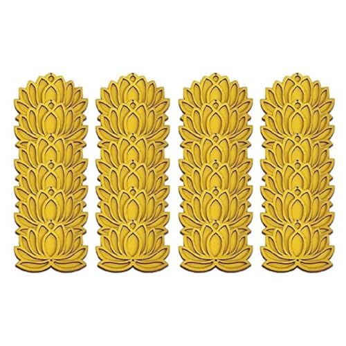 Image of Sanvatsar Home White Golden Lotus 4 Inch Set of 24 Wooden Cutout DIY Rangoli Kit | Decorations for Diwali, Dusshera Wedding Rangoli, Pooja, Decorations, Festival Gift (Ylo24)