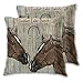 YUDILINSA Set di 2 Federa Cuscini,Rustico Country Westen Fattoria Texas Cavallo e Ferro di Cavallo arrugginito su tavola di Legno d'Epoca,Copricuscini Quadrati Morbidi Federe Cuscini Camera,40x40cm