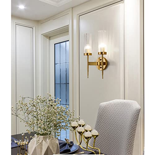 ZTTECH E14 Base en laiton doré et appliques murales en cristal, appliques murales en cristal modernes, applique murale en cristal (2 lumières), (sjg-wl) - Image 3