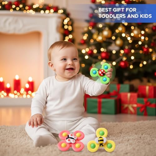 Image of NHR Baby Suction Cup Spinner Toys Set, Three Piece Bath Fidget Rattles