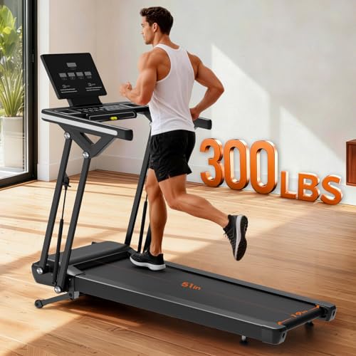Image of Folding Treadmill with Electric Incline, 3.5 HP Motor, 300 lb Weight Capacity, Treadmill with Handrails, LED Display and MP3 Speaker, Compact Treadmill for Home and Office, No Assembly Required