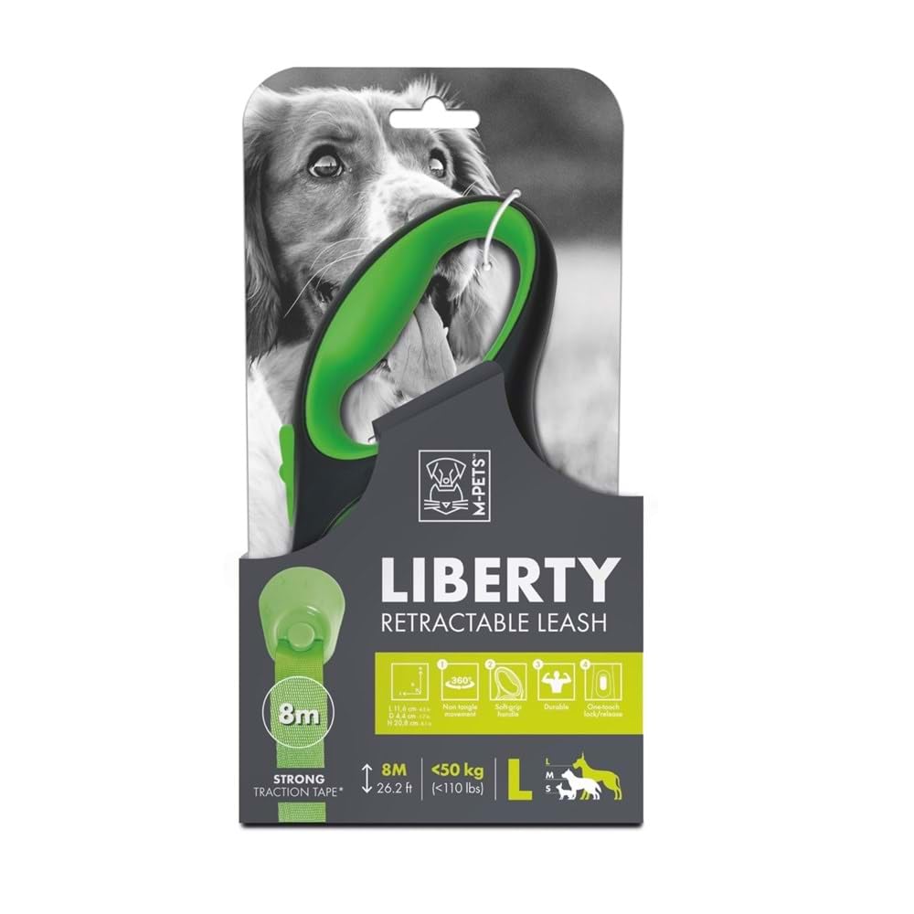 M-PETS LIBERTY OTOMATİK GEZDİRME ŞERİT 8MT/GREEN (L)
