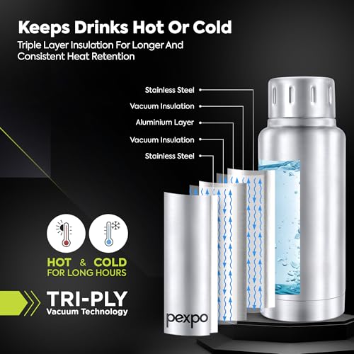 Image of Go24 pexpo Cameo Pro ISI Certified Stainless Steel Vacuum Insulated Flask - 300ml | Double Wall Hot & Cold Upto 5-6 Hours | Office, School, Gym, & Travelling | Men, Women & Kids