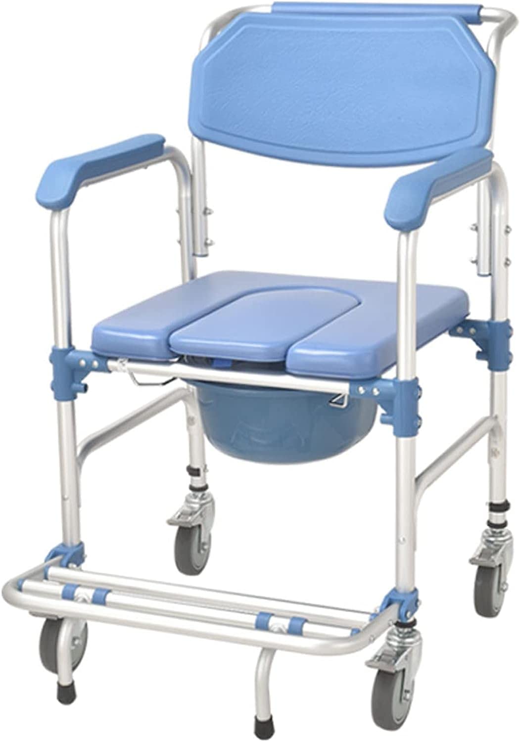Gthtuhfd 1 Bedside Commode Chair, 4 In Shower Commode Wheelchair Rolling Transport Chair Toilet With Arms For Seniors And Disabled