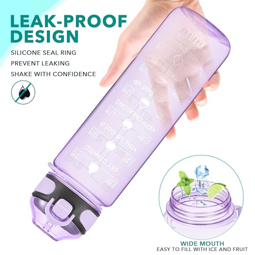 Image of Enerbone 32 oz Water Bottle with Times to Drink and Straw, Motivational Drinking Water Bottles with Carrying Strap, Leakproof BPA & Toxic Free, Ensure You Drink Enough Water for Fitness Gym Outdoor