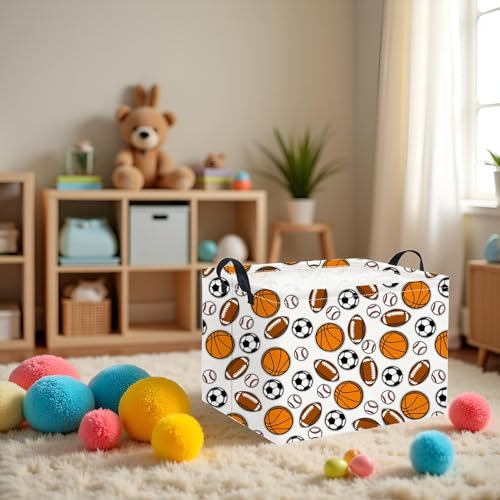 Image of Rectangular Easter Basket Baby Girl Basket Fabric Storage Bin Organizer Box Room Decor(Sports)