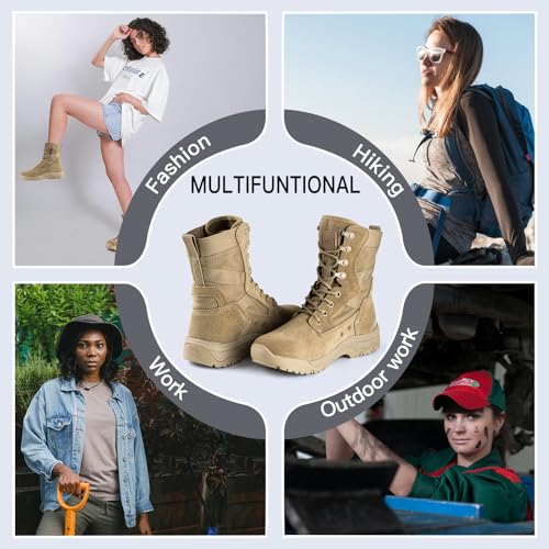 Image of FREE SOLDIER Women's Tactical Boots 8 Inches Lightweight Combat Boot Durable Military Work Outdoors Boots Desert Boot for Women