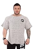 Men's Gym T-Shirt Active Wear Bodybuilding Lifting Oversize Rag Top | Towel Texture, Cotton Training Top (M, Stone)