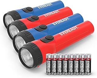 LED Flashlight by Eveready, Bright Flashlights for Emergencies and Camping Gear, Flash Light with AA Batteries Included, Pack of 4