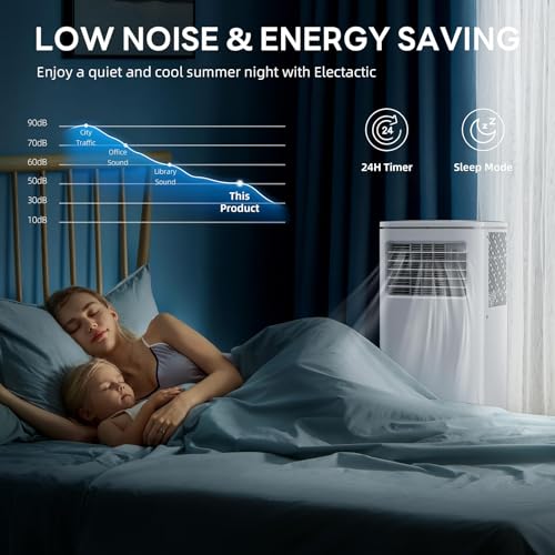 Image of Electactic Portable AC Units 8100 BTU, 4-in-1 Indoor Air Conditioner with Built-in Dehumidifier & Fan, Quiet Portable Air Conditioner for Home up to 350 Sq.Ft., 24-Hour Timer & Remote Control
