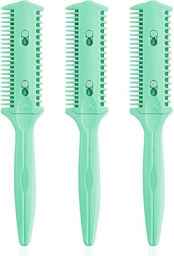 Soft 'N Style Peine de afeitar de corte de pelo, paquete de 3 Peine de tijeras de afeitar de doble cara, puntas abiertas para cabello fino y grueso