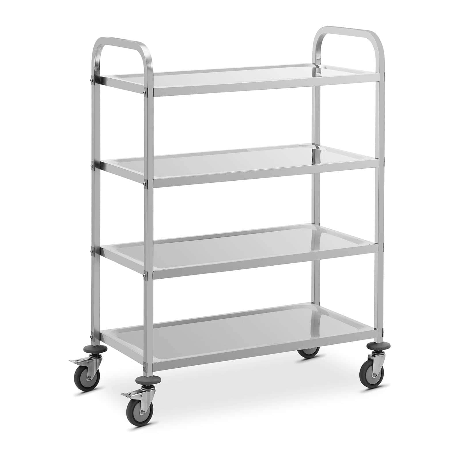 Royal Catering RCSW-113 - Carrello da cucina a 4 bordi, 73 x 38 x 3 cm, 144 kg, in acciaio inox