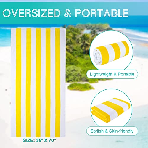 Royal Matrix Oversized Beach Towels - 100% Cotton 35''X70'' Extra Large Cabana Striped Beach Towel 1-Pack Bath Towels Super Absorbent Soft Pool Towels Swim Towels (Yellow, 35" X 70") #TOP1