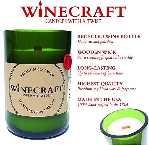 Wooden Wick - Recycled Wine Bottle Candle - Wood Wick Scented Soy Red Wine Lover Gift (Merlot) #TOP4