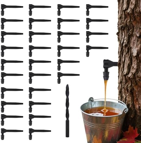 31pcs Maple Syrup Tapping Kit, Birch Tree Taps with Matching Drill Bit for Experts or Beginners Maple Birch Tree Syrup Collection Supplies(Black)