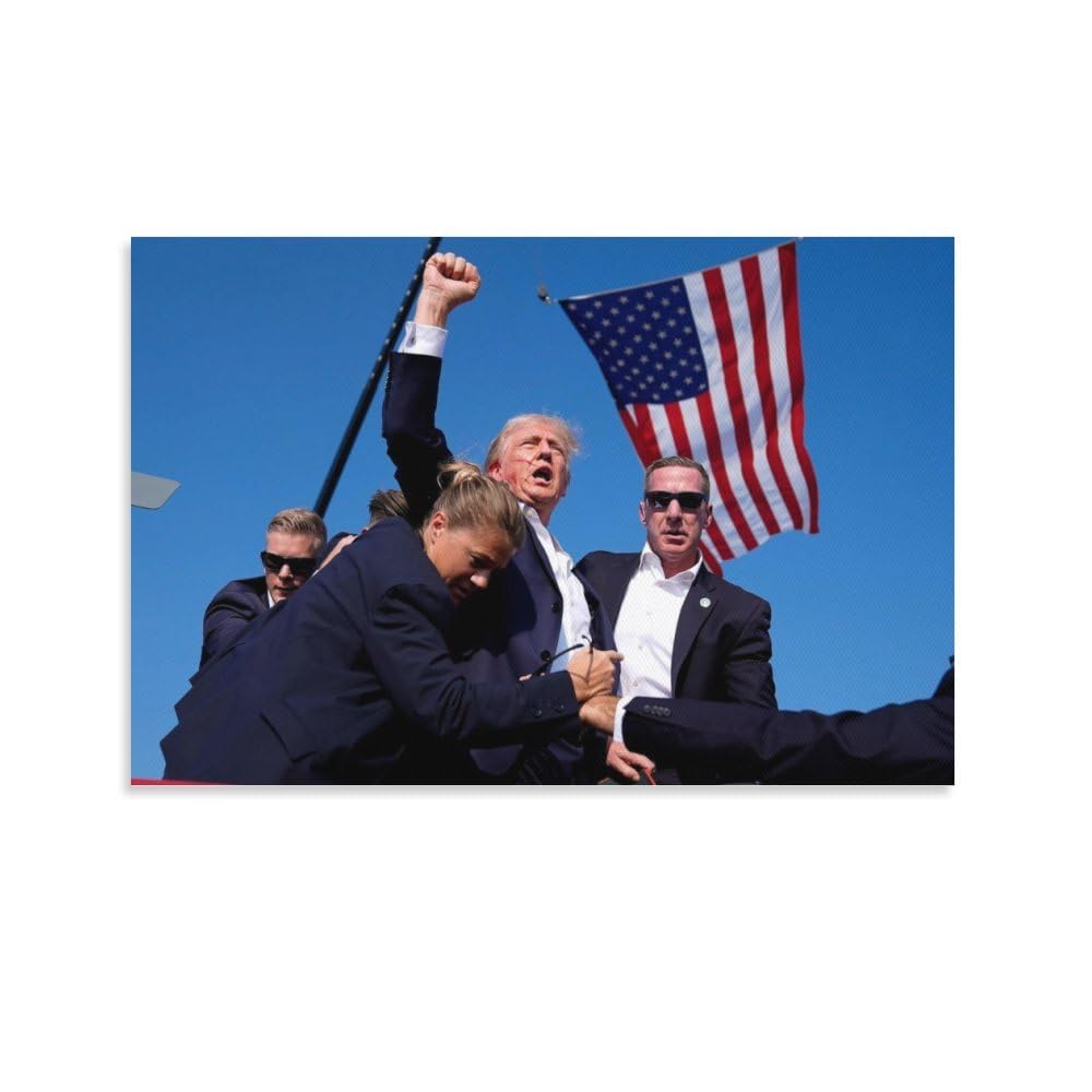 Amazon.co.jp: ドナルド・トランプ暗殺未遂戦闘写真 キャンバス張り壁