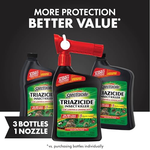 Image of Spectracide Triazicide Insect Killer for Lawns and Landscapes Concentrate 32 Ounces, QuickFlip Hose-End Sprayer, 3 Pack
