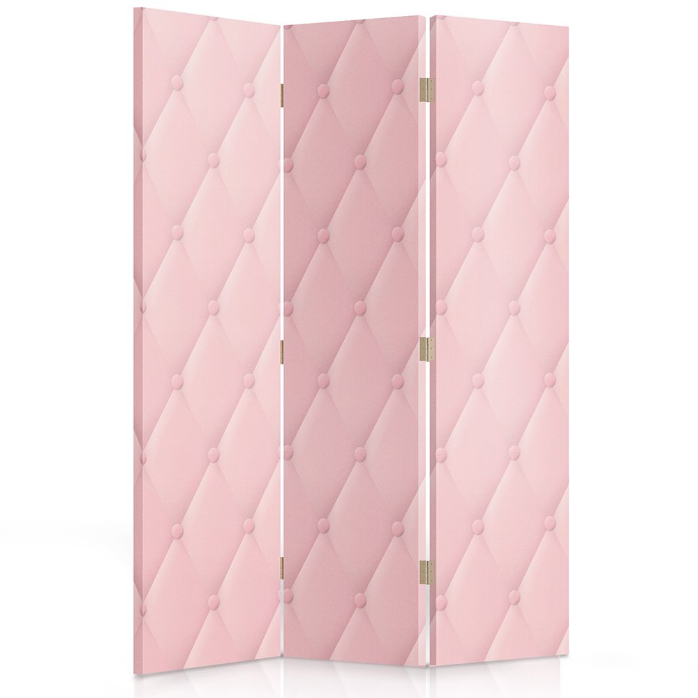 Feeby Paravent Capitonné 3 Panneaux 110x150 cm Une Seule Côté Cloison de séparation Écran Pliant Foto Paravent Interieur Décoratif Mur Espagnol Impression sur Toile Chambre d'enfant Salon Bureau Rose