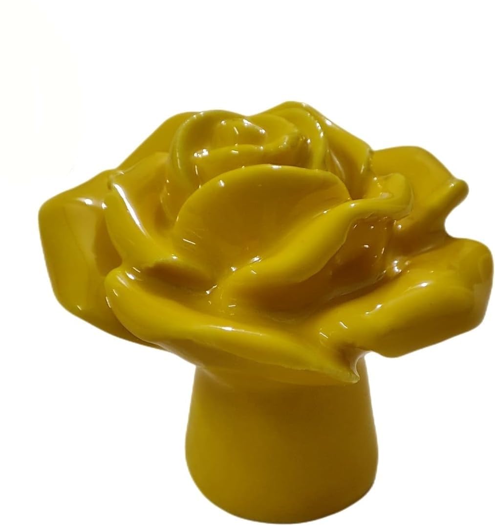 JYABSLNAJ Cabinet Pulls, with nting Screws Vintage Kitchen Rose Flower Drawer Knobs Pull Handles(Yellow)