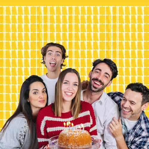 Image of GOER Gold Party Backdrop Metallic Tinsel Foil Fringe Curtains Photo Booth Props for New Year's Eve Graduation Birthday Wedding Baby Shower Bachelorette Holiday Celebration Party Decorations