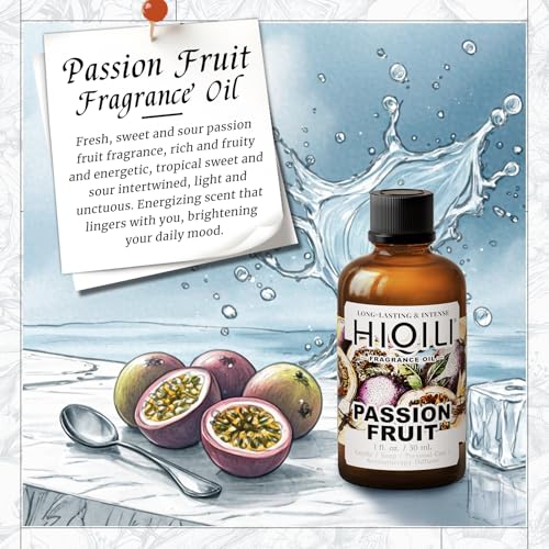 Image of HIQILI Passion Fruit Fragrance Oil for Candle, Soap Making & Diffuser | for Home Aromatherapy, Oil Burner, Great for Body Scrubs Making, Add to Body Lotion - 1 FL Oz / 30ML