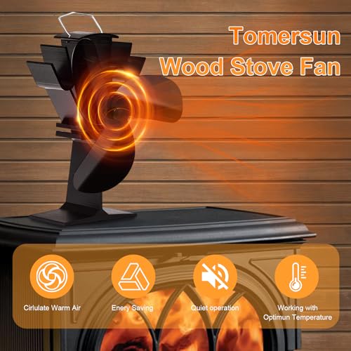 Image of Tomersun 3 Blades Heat Powered Stove Fan for Wood /Log Burner /Fireplace