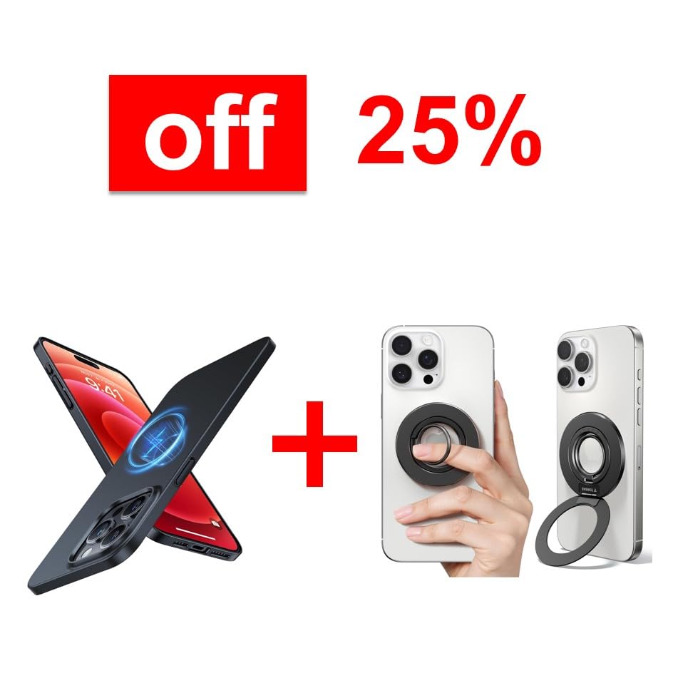 TORRAS Magnetic Phone Grip Ring Holder Kickstand & Magnetic Case