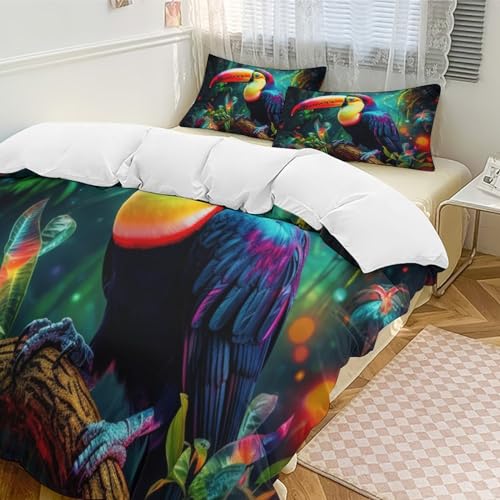 Parure de lit toucans avec housse de couette king en microfibre - 5