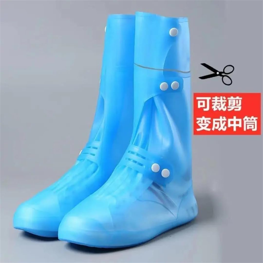 Women's Four Seasons Cuttable Shoe Barrel Super High Top Rain Shoes Lovers Soft Bottom Non Slip Shoe Cover