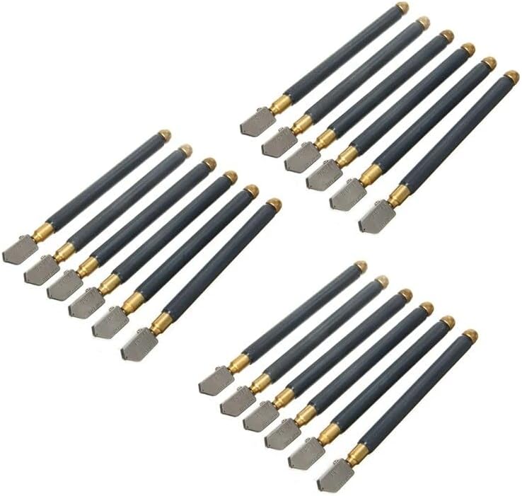 18Pcs TC-17 Oil Glass Cutter Metal Handle Diamond Straight Head Cutting Tool Pack - (Color: black)
