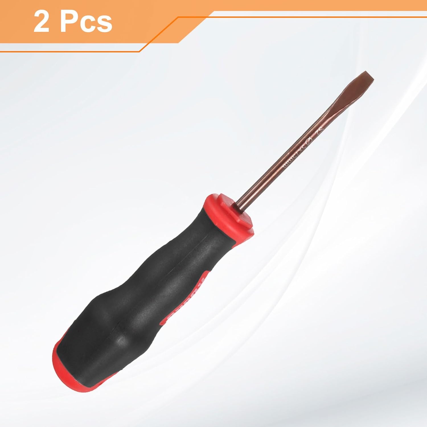 HARFINGTON 2pcs SL5 Flat Head Screwdriver 7.09" Magnetic Screwdrivers 4.13" Heat-Treated S2 Alloy Steel with Ergonomic Handle for DIY Repairing, Red Brown