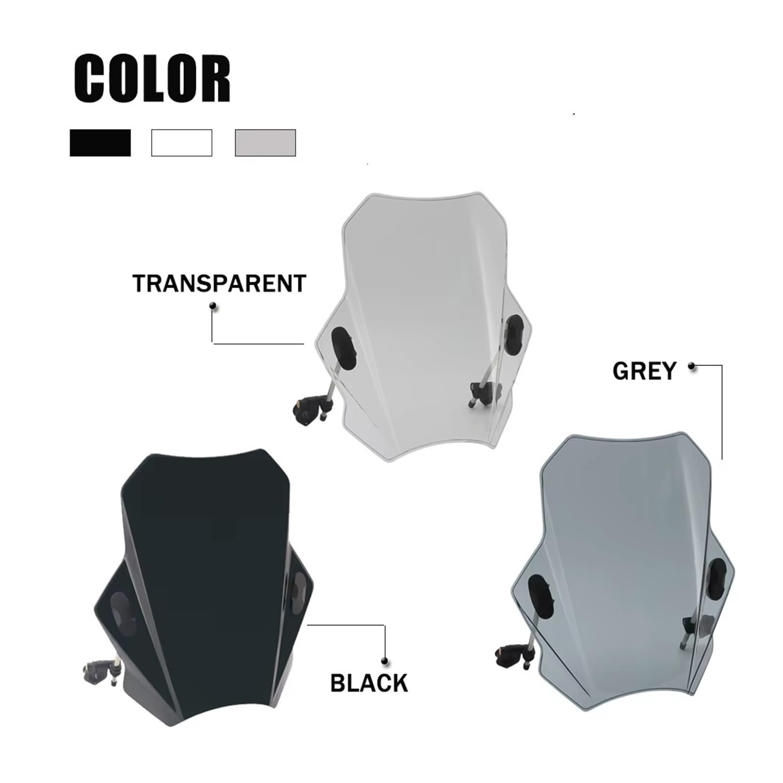 schermo moto Per Parabrezza Universale Per Moto, Deflettore Dello Schermo Con Staffa(Nero)