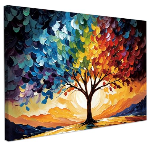 Art mural grands arbres colorés CHDITB pour mur blanc vide