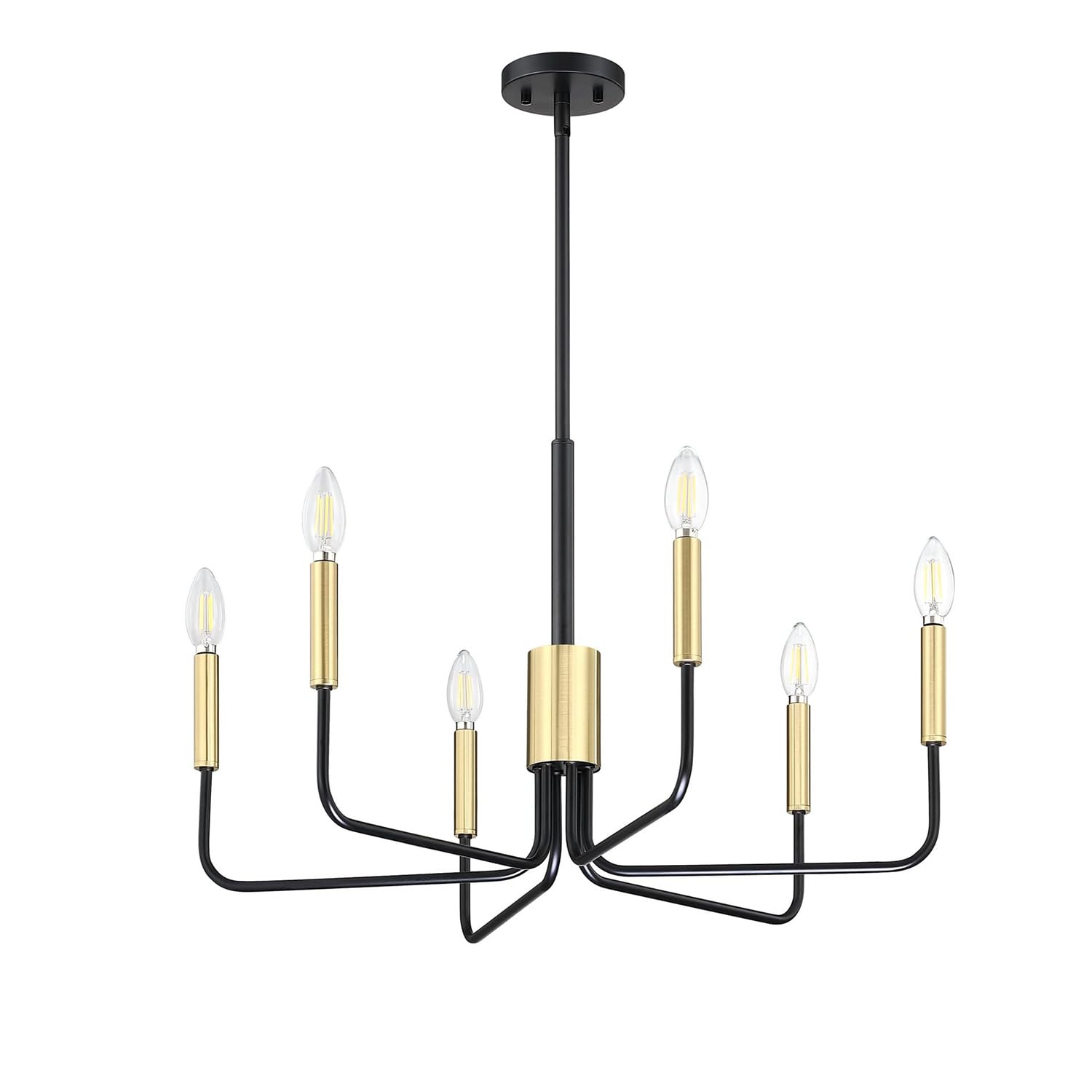 KXEcoLife Black and Chandelier, Chandelier for Dining Room Lighting Fixture, Rustic Industrial Modern Candle Bedroom, Kitchen, Living Room, Foyer, Hallway Entryway,6Light