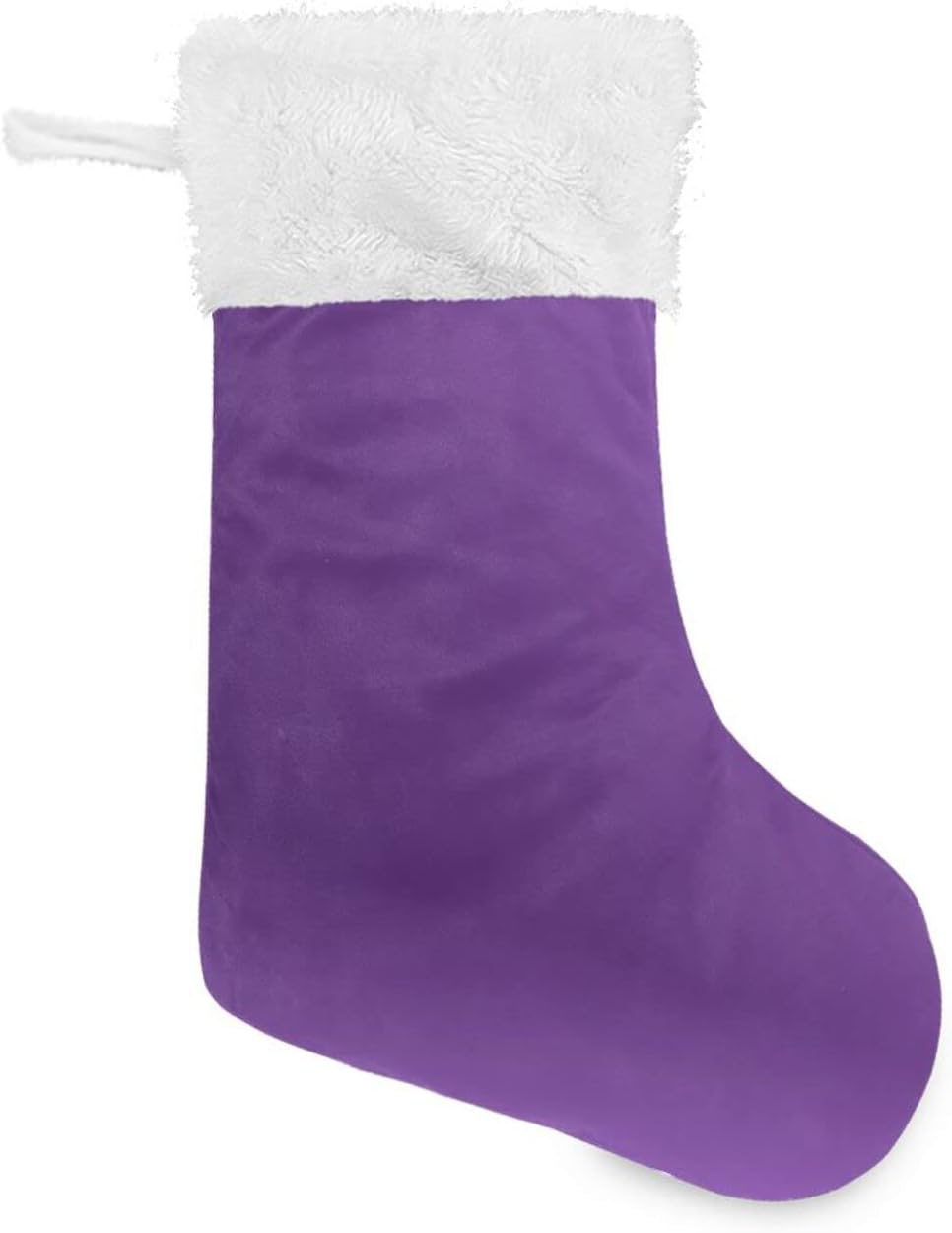 Purple Solid Color Christmas Stockings Set of 1, 18" Plush Cuff Xmas Hanging Stocking for Family Holiday Xmas Party Decorations