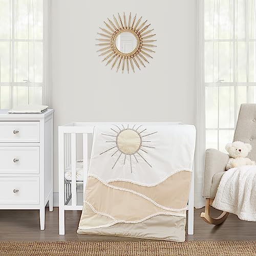 Image of Sweet Jojo Designs Boho Desert Sun Taupe Boy Girl Gender Neutral Unisex Baby Mini Crib Bedding Set Infant Nursery Room Newborn Blanket Portable Pack n Play Sheets 3pc Beige Ivory Bohemian Sun Mountain