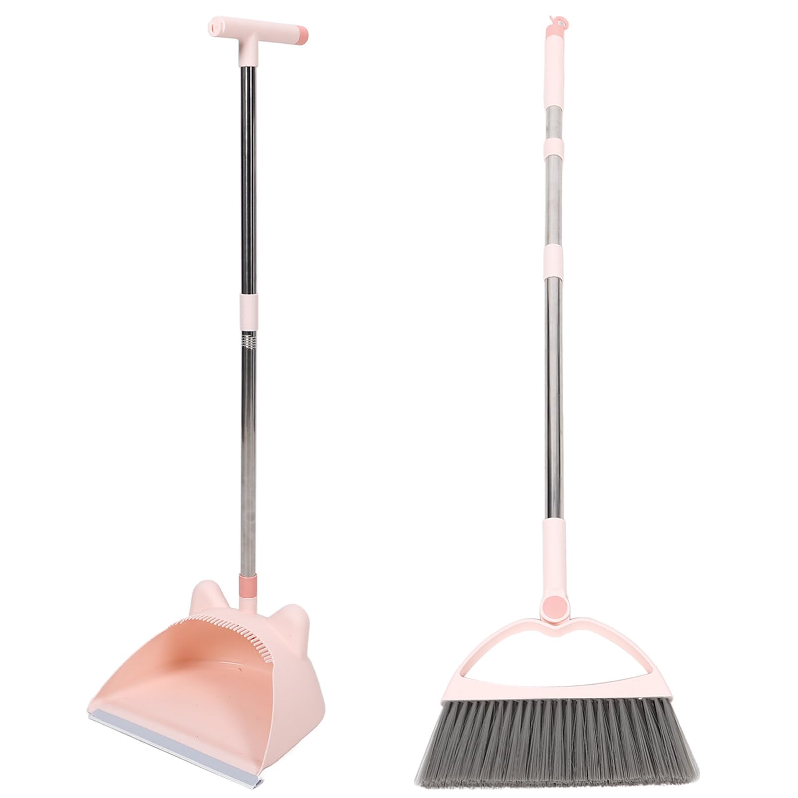 Beavorty Broom and Dustpan Set Indoor Piggy Broom with Dustpan Set Upright Dust Pans with Long Handle Angle Broom for Kids Garden Pet Hair Lobby Wood Floor Sweeping Kitchen