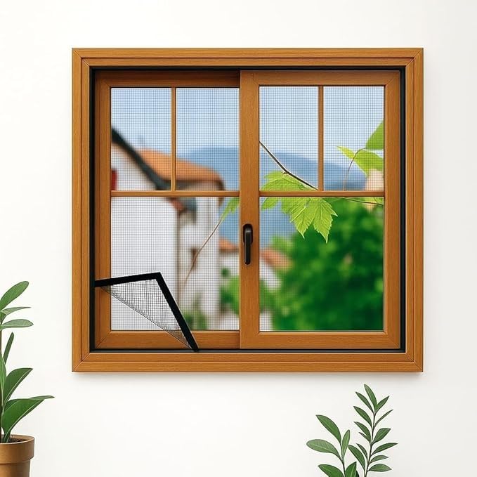 soul-neverends 120gsm Fiberglass Window Prestitched Net for Mosquito Protection, Self-Install, Size, Grey -125x135 CM