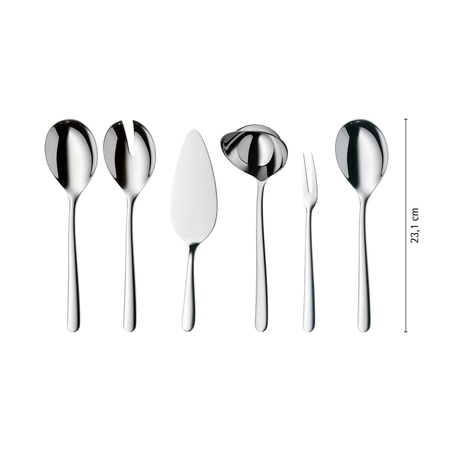 WMF Kult Plus Besteck Set 12 Personen, 66 teilig, 60 Teile mit Servierbesteck, Hohlheftmesser, Cromargan protect poliert, kratzbeständig, spülmaschinenfest