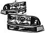 Auto Dynasty [Halogen Model] 4pcs Factory Style Headlights Assembly with Bumper Lamps Compatible with Chevy S10 Blazer 98-04, Driver and Passenger Side, Black Housing Clear Corner