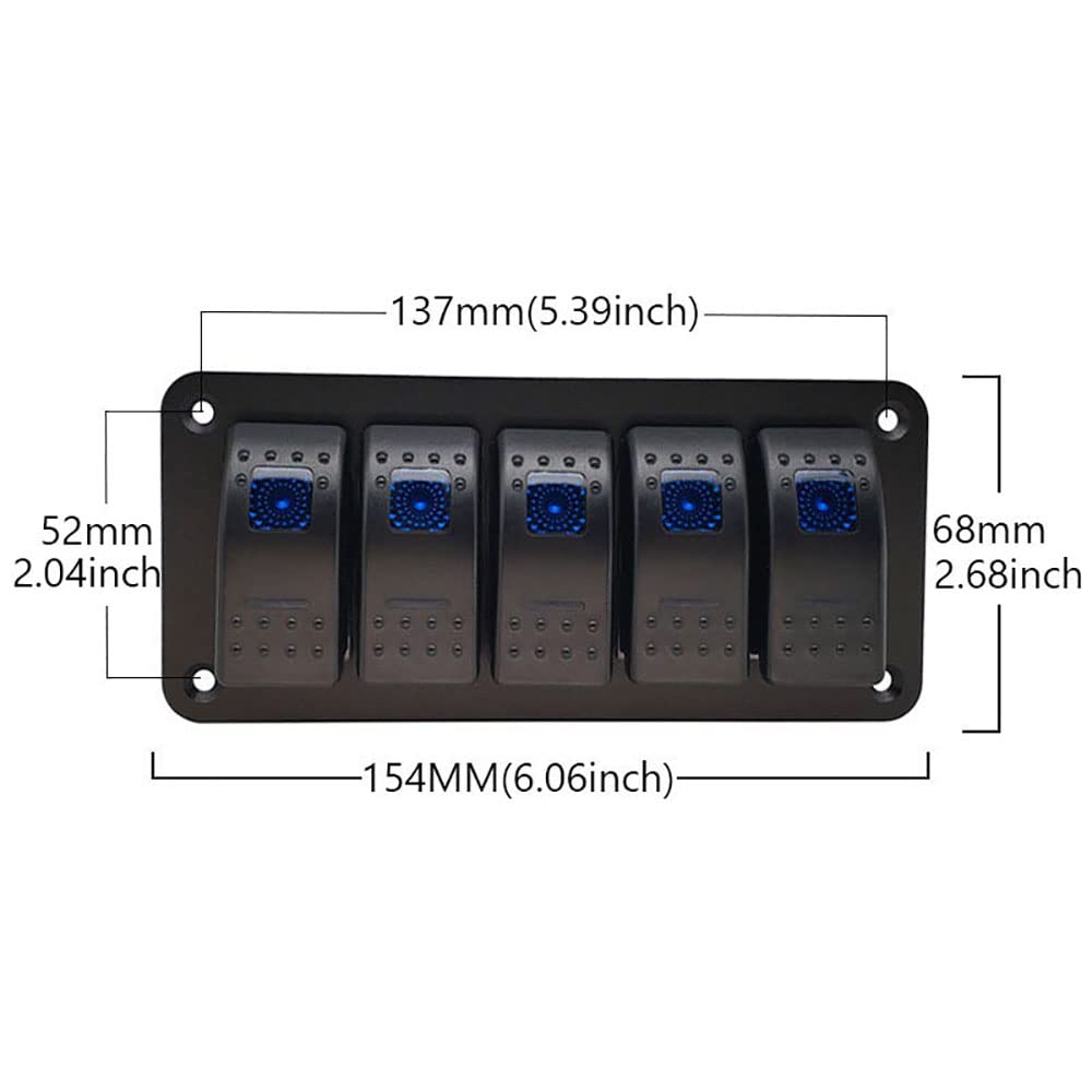 Riloer Panel de interruptor de combinación de 3/4/5/6/8 bandas, 12 V/24 V modificado con luz LED, universal para barco, coche, caravana, caravana