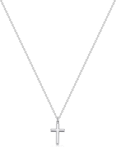 Fettero - Collar con dije de cruz de fe, chapado en oro de 14 K, cadena fina, minimalista, simple, pequeña, para oración, joyería religiosa