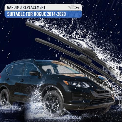 Image of Front and Rear Windshield Wipers for Nissan Rogue 2014-2020 | Quiet and Streak-Free Front and Back Wiper Blades Assembly All-Season OEM Automotive Replacement Accessories