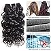 RUIXIAN Brazilian Virgin Water Wave 3 Bundles with Closure 100% Unprocessed Wet and Wavy Water Wave Human Hair Weave Weft Remy Hair Extensions with 4X4 Lace Closure 50g/Bundle (8 8 8 +8 inch)
