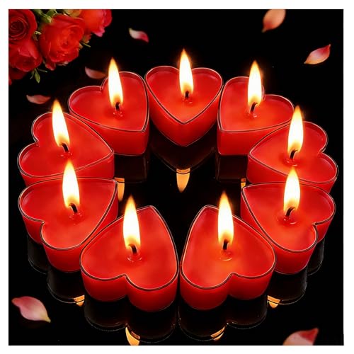 Chuanhylis Non - Fumeur Bougies Chauffe-Plat, Anti - Goutte Cire Bougie Coeur, Bougie Saint Valentin pour Coffret Cadeau Romantique pour Saint-Valentin,...