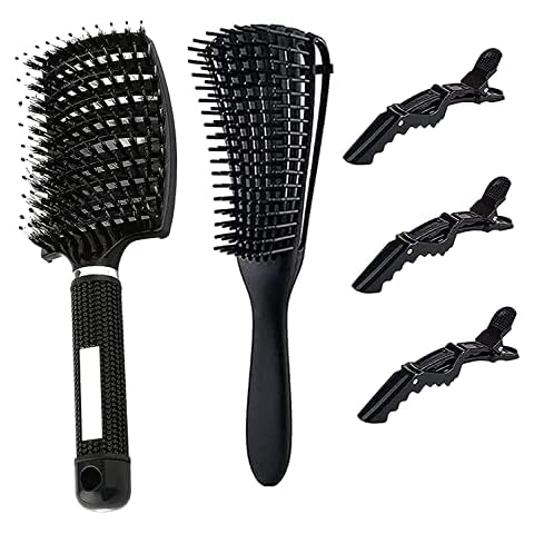 Hair Brush Set - Curved Vent Brush and Magic brush Detangle hair brush for thick hair, Professional Styling Hair Brush for Men, Women, Faster and Easier Detangle Wet or Dry Hair with No Pain Cover