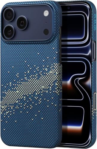 Image of Pitaka Thin Light iPhone 17 Pro 6.3 inch Case Cover with Camera Control Button, MagSafe Compatible, Ultra-Slim Case with Caseless Touch Feeling, 600D Aramid Fiber Woven (Milky Way Galaxy)