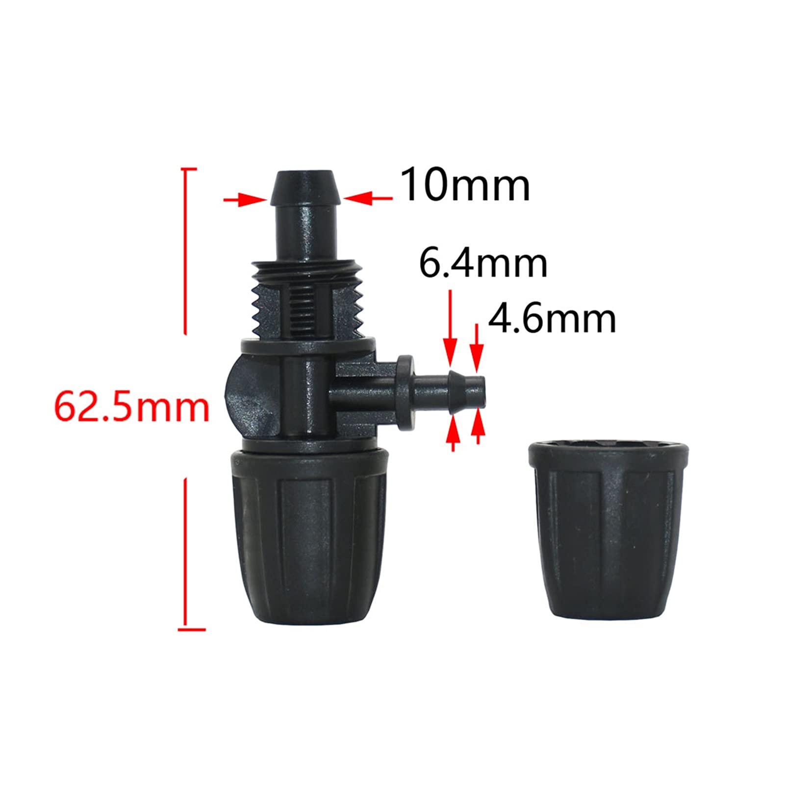 NON UTILIZZATO] 100 pezzi 4/7 mm connettore a T in plastica per tubo flessibile, connettore a T con barbiglio per tubo da giardino, giunto a T per irrigazione a goccia, per sistemi